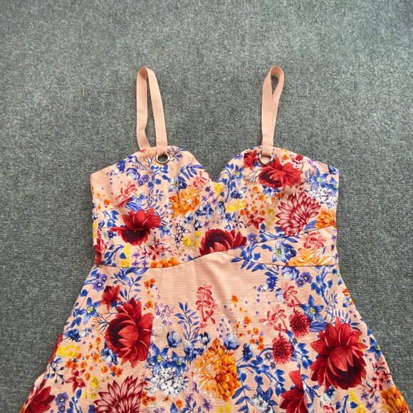 Guess Los Angeles Dress Womens 10 Pink Floral Print Cottagecore Fairy Sweetheart - Picture 6 of 13